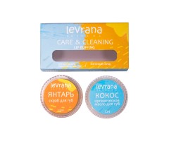 Органическое кокосовое масло + янтарный скраб для губ Care & Cleaning Levrana Levrana