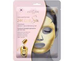 Тканевая маска с золотой фольгой 24К "Gold SILK" ESTELARE 